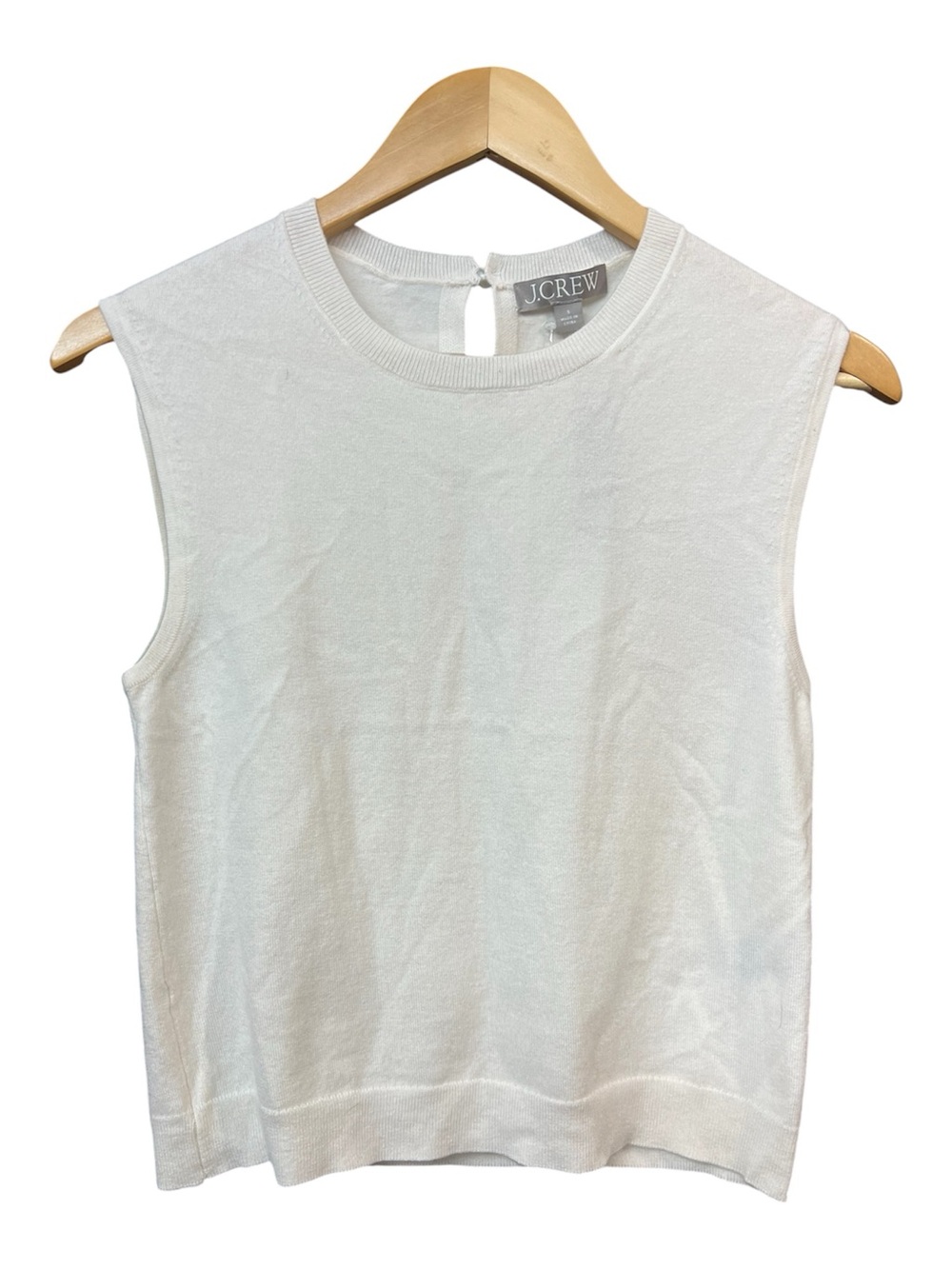 NWT J.CREW Ivory Cashmere Blend Knit Sweater  Crew Neck Sleeveless Size S